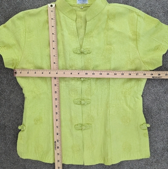 CAMBODIA silk short sleeve button down shirt blouse size Large - Picture 8 of 11